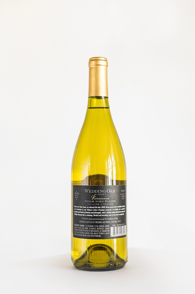 Wedding Oak Winery – 2020 Roussanne back label