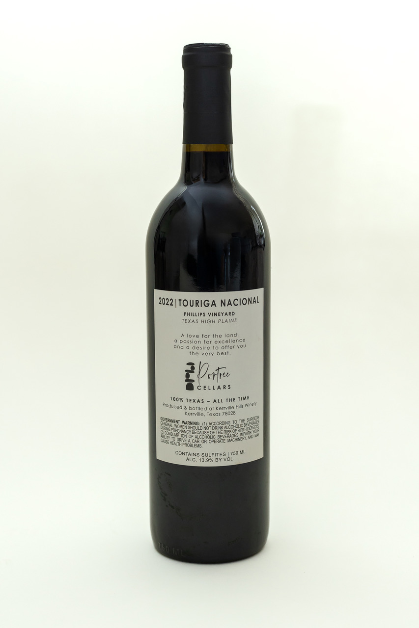 Portree Cellars – 2022 Touriga Nacional back label